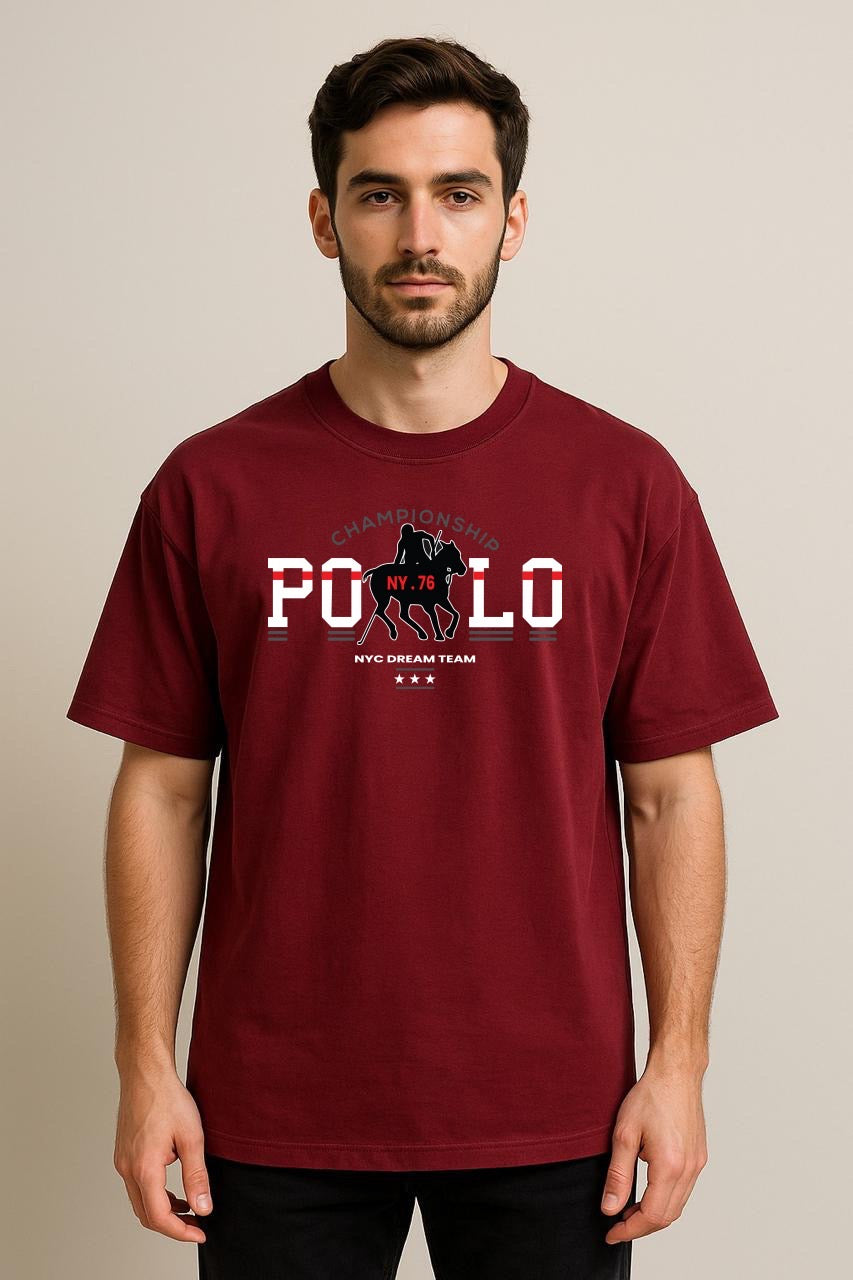 Polo Dropshoulder Tshirt Mehroon