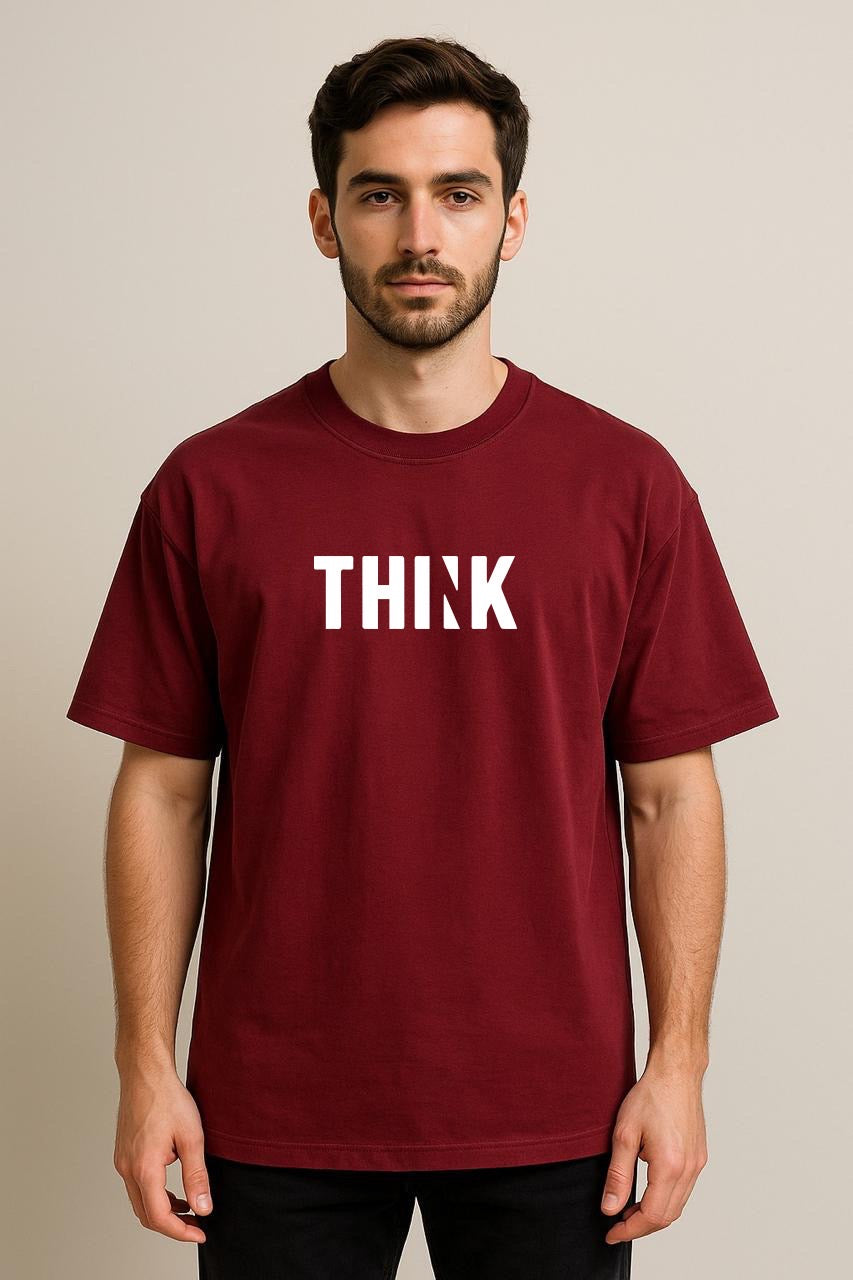 Think Dropshoulder Tshirt Mehroon