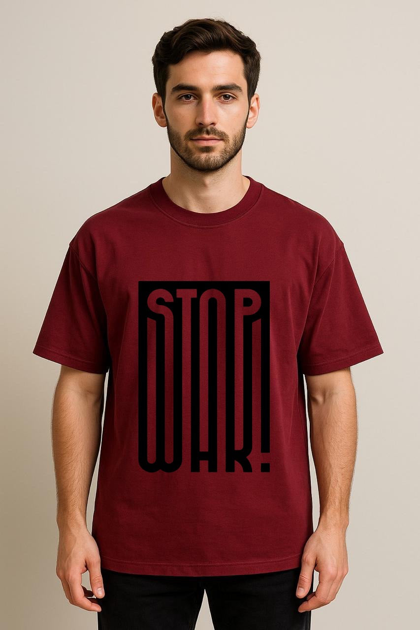 Stop War Dropshoulder Tshirt Mahroon