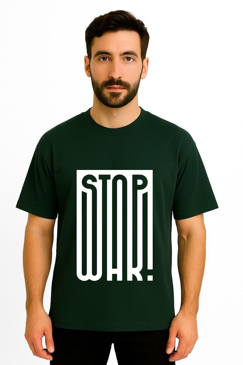Stop War Dropshoulder Tshirt Bottle Green