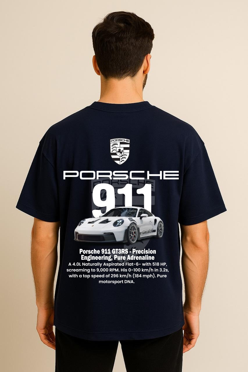 Porsche 911 GT3RS Dropshoulder Tshirt Navy Blue
