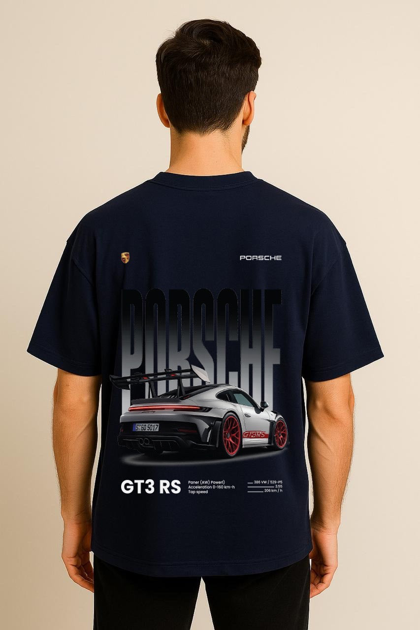 Porsche GT3RS  Dropshoulder Tshirt Navy Blue