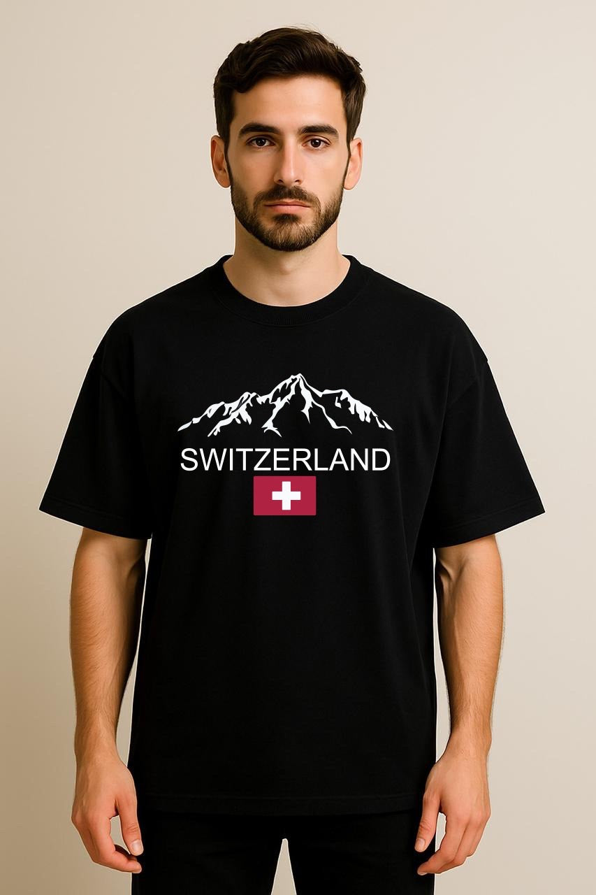 Switzerland  Dropshoulder Tshirt Black