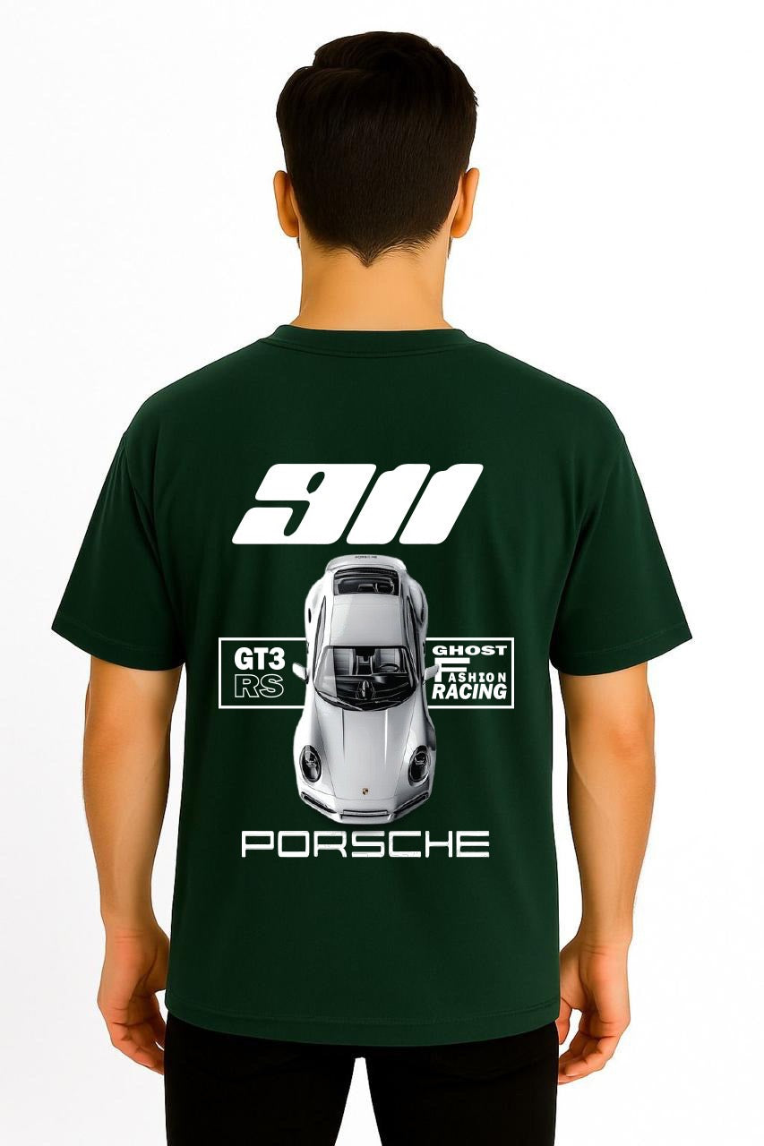 Porsche 911  Dropshoulder Tshirt Bottle Green