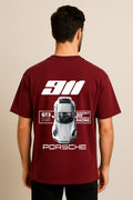 Porsche 911  Dropshoulder Tshirt Mehroon