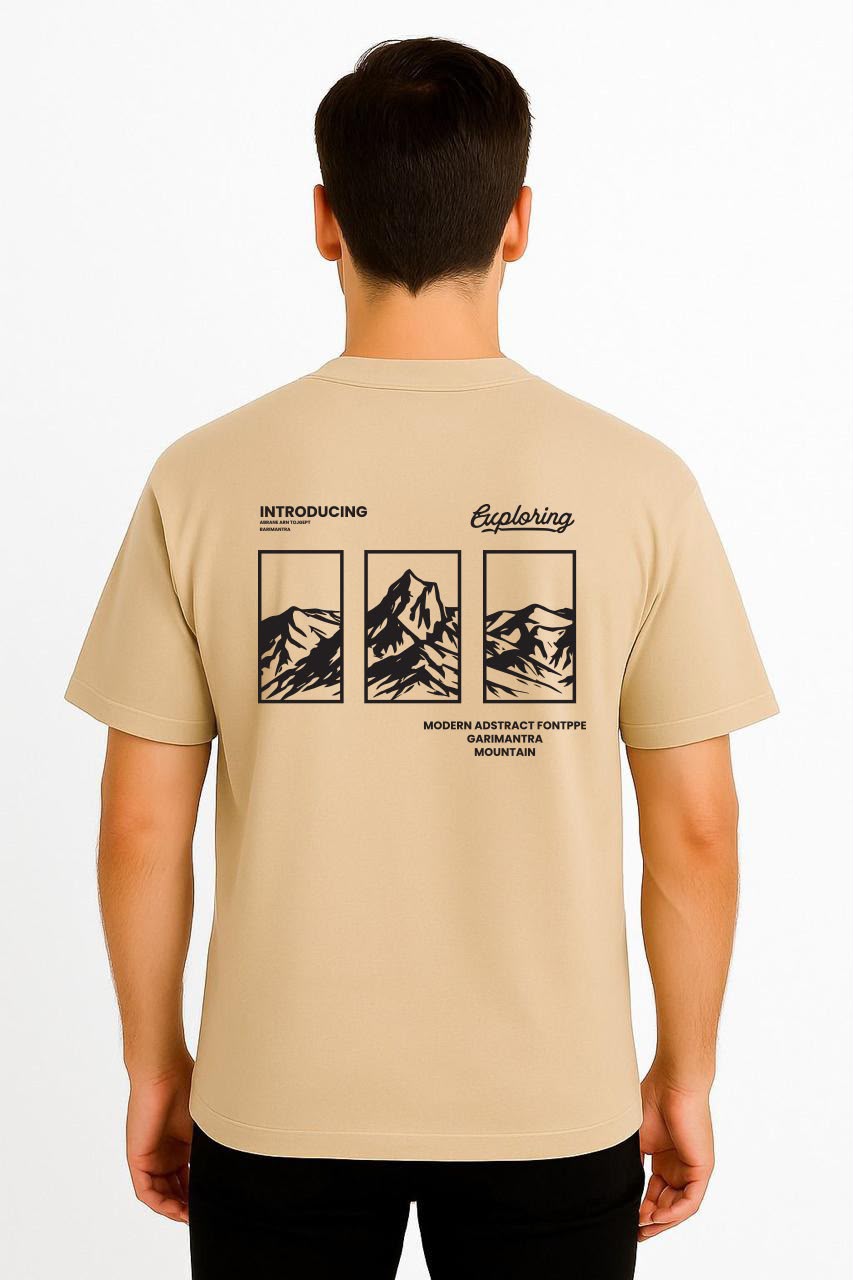 Exploring Mountain  DropShoulder Beige