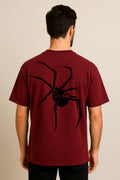 Spider Dropshoulder Tshirt Mehroon