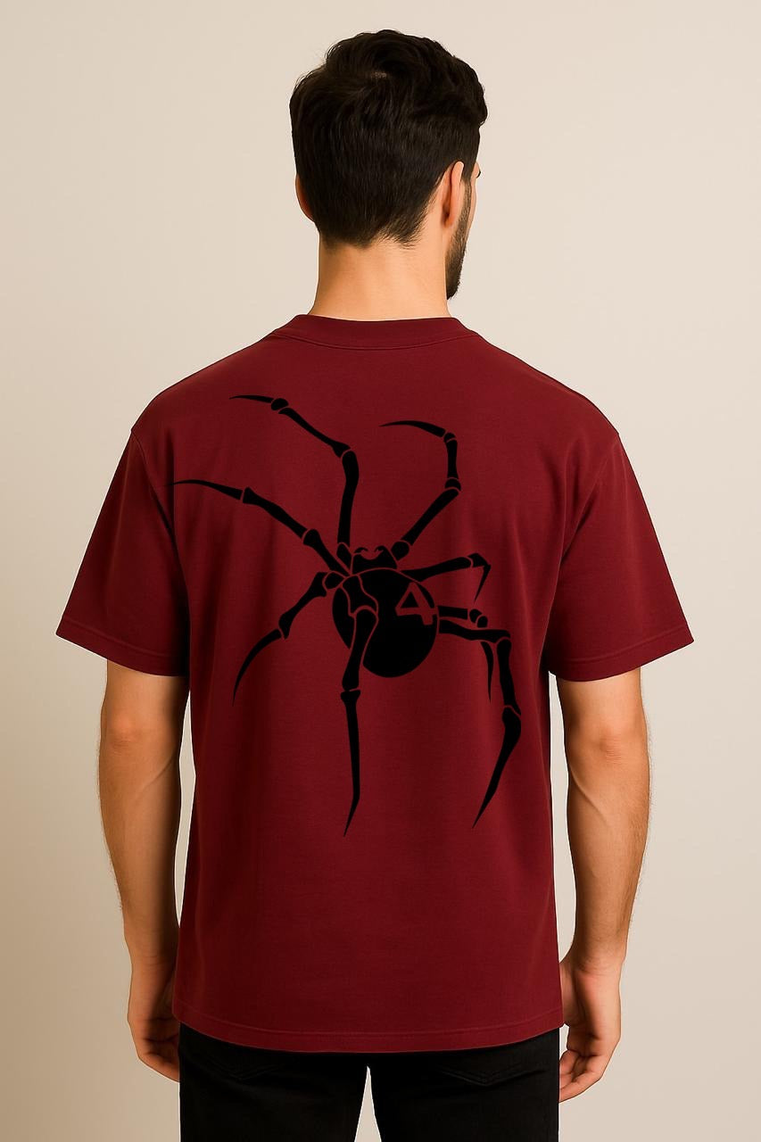 Spider Dropshoulder Tshirt Mehroon