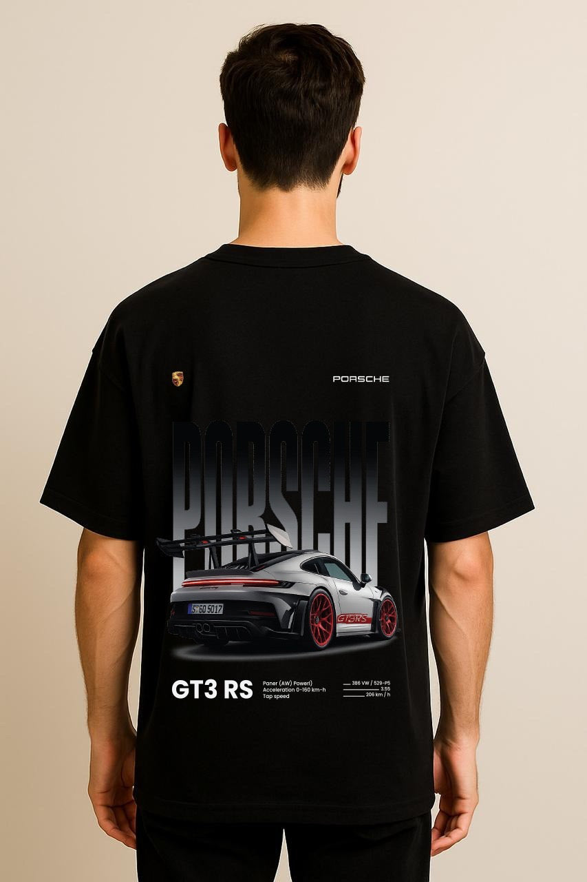 Porsche GT3RS  Dropshoulder Tshirt Black