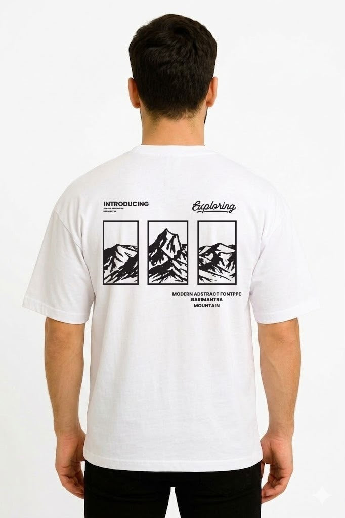 Exploring Mountain  DropShoulder White