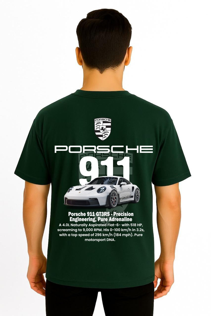 Porsche 911 GT3RS Dropshoulder Tshirt Bottle Green
