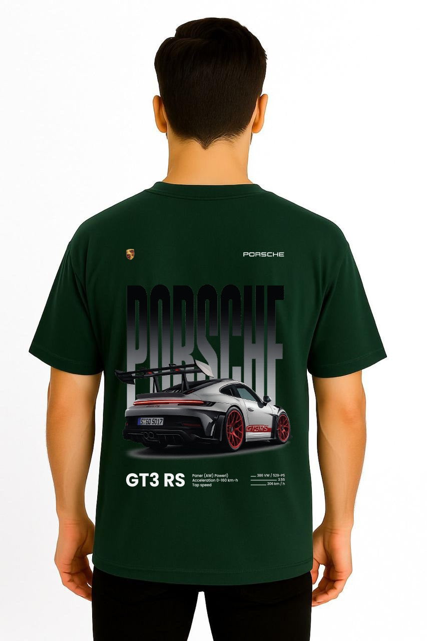 Porsche GT3RS  Dropshoulder Tshirt Bottle Green