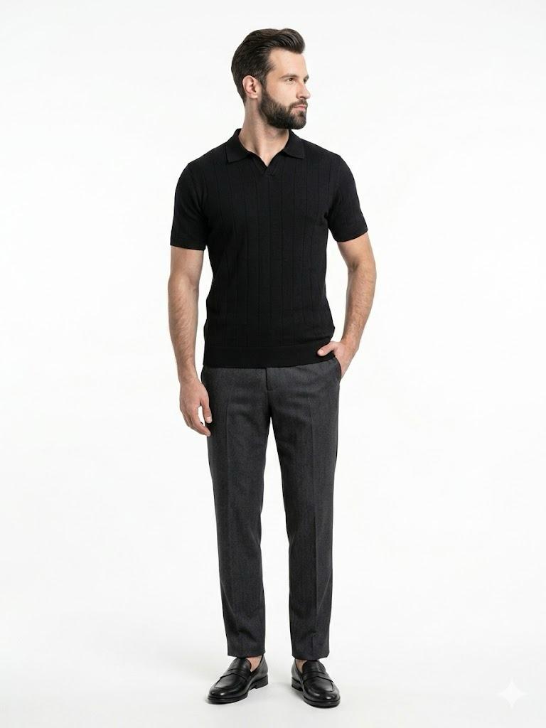 Black  DropNeedle polo