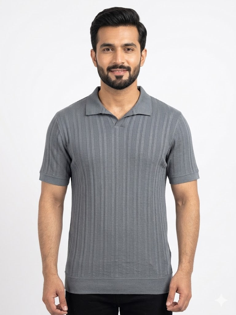 Gray Knitted Polo
