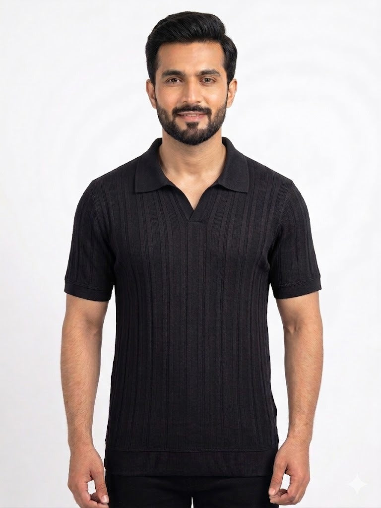 Black Knitted Polo