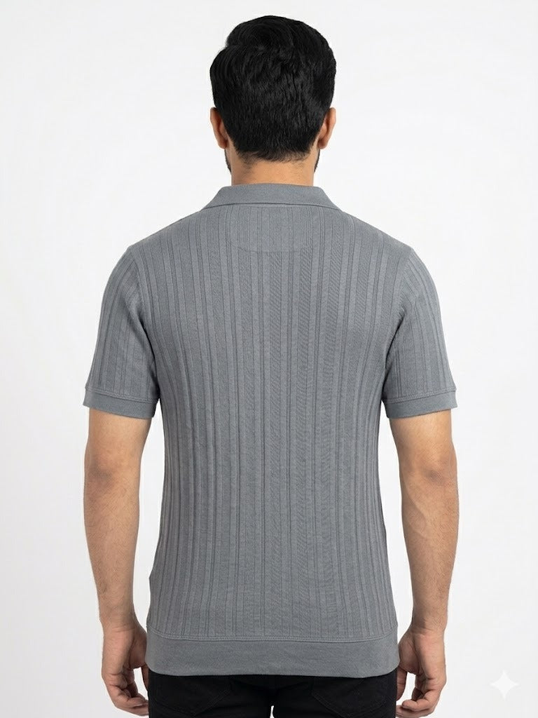 Gray Knitted Polo