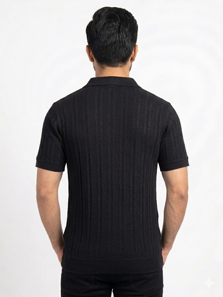 Black Knitted Polo