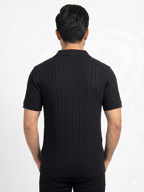 Black Knitted Polo